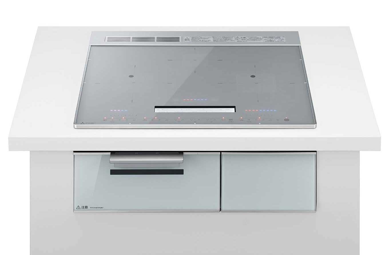 三菱 ビルトはたご屋IH煮炊き暖房器【幅60糎】【鉄・ステンレス鋼相応う】（しろがね色） CS-R8A6-S MITSUBISHI CROSS TOPつづき物 ih煮炊き暖房器 3口 [CSR8A6S]