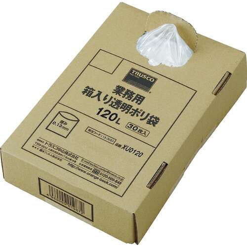 トラスコ中山 まとめ買い 業務用ポリ袋 透明・箱入 0.15×120L(30枚入) XU0120 トラスコ中山