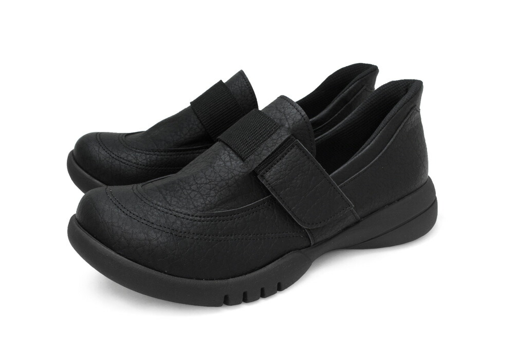 Re:getA レディース スットオン ハンズフリーベルクロシューズ（ブラック・サイズ：LL 25.0-25.5cm） R331-BLK-LL リゲッタ