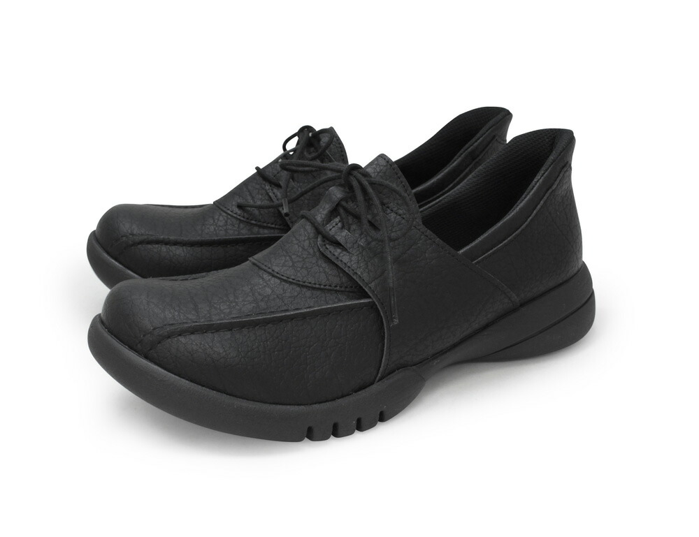 Re:getA レディース スットオン ハンズフリーレースアップシューズ（ブラック・サイズ：S 22.0-22.5cm） R332-BLK-S リゲッタ