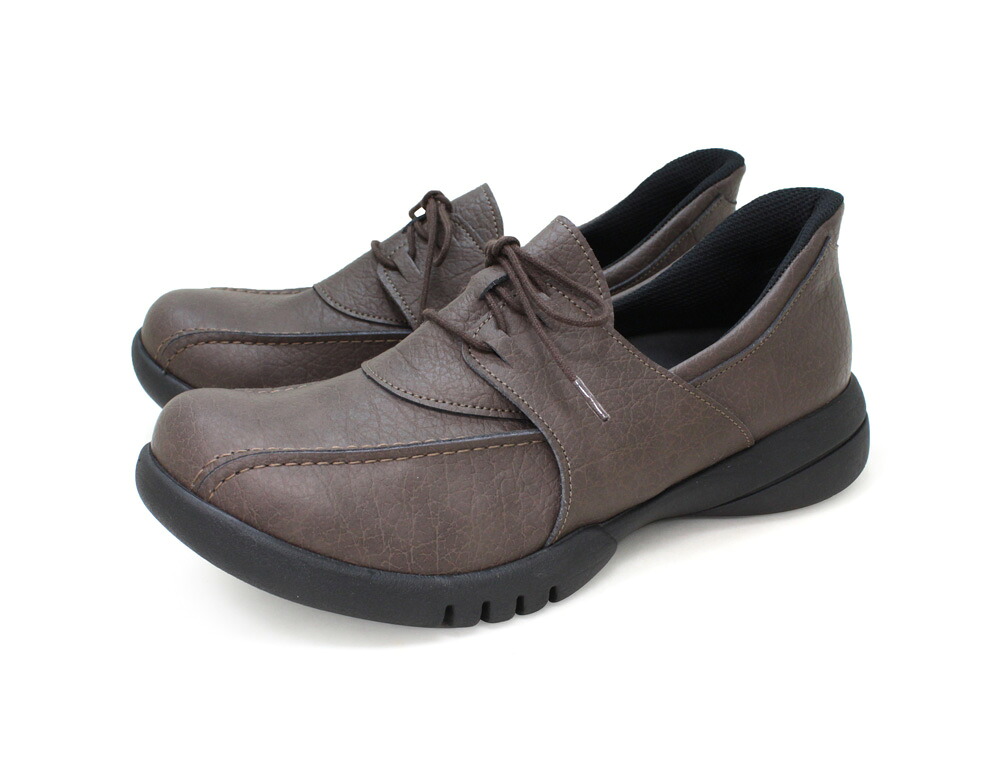 Re:getA レディース スットオン ハンズフリーレースアップシューズ（チャコール・サイズ：LL 25.0-25.5cm） R332-CHA-LL リゲッタ