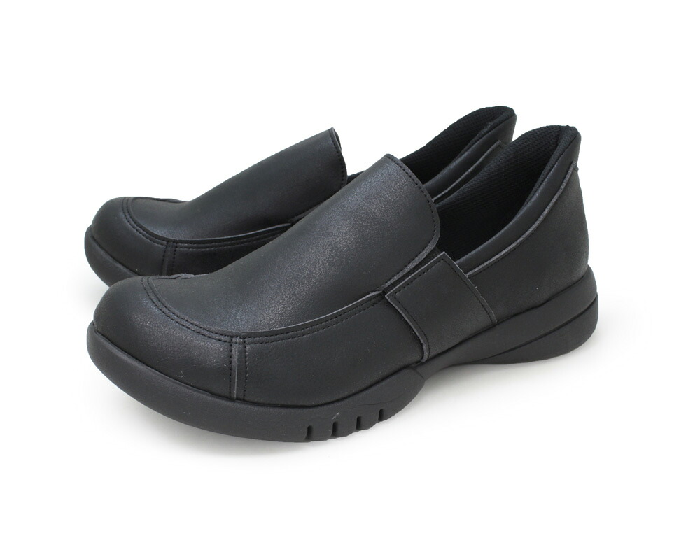 Re:getA レディース スットオン ハンズフリーゴア付きスリッポン（ブラック・サイズ：M 23.0-23.5cm） R333-BLK-M リゲッタ
