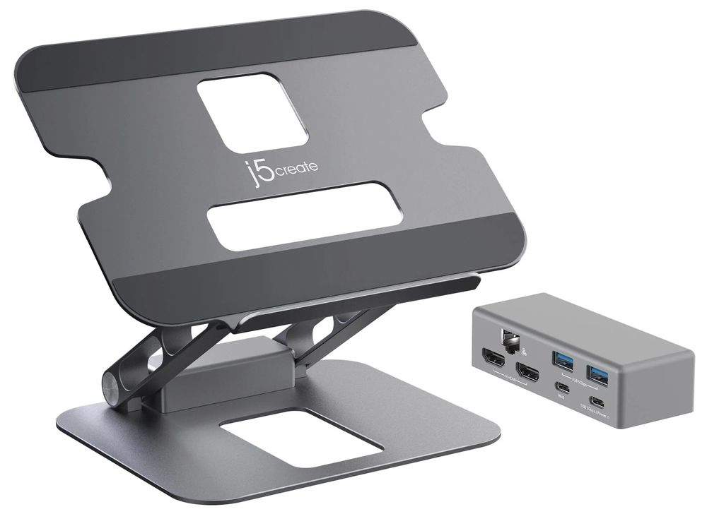 ジェイファイブクリエイト ドッキングステーション搭載 16インチ対応 ノートPCスタンド j5create Multi-Angle Dual HDMI Docking Stand JTS427