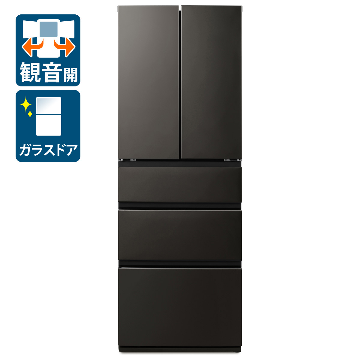 （標準設置料込_Aｴﾘｱのみ）アイリスオーヤマ 428L 5ドア冷蔵庫(ノーブルグレー) IRSN-FX43A-H IRIS [IRSNFX43AH]