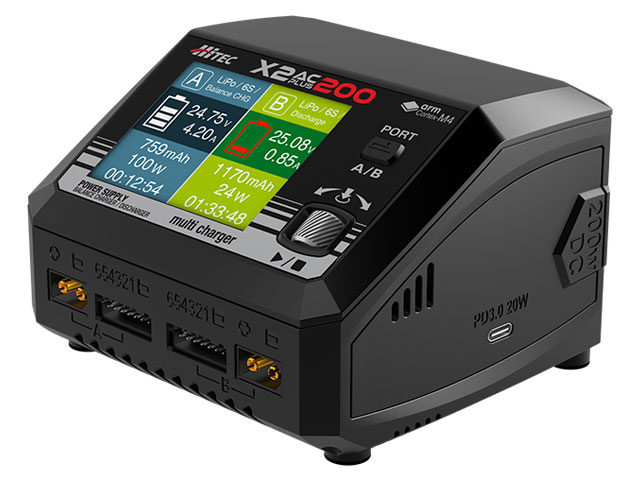 ハイテックマルチプレックスジャパン 【再生産】Multi Charger X2 AC PLUS 200 ケーブル付きセット【44349】 ラジコン用充電器|Joshin web 家電とPCの大型専門店