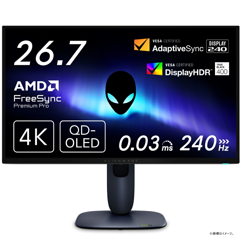 DELL｜デル ゲーミング液晶ディスプレイ(27型/OLED/4K UHD 3840×2160/240Hz/0.03ms)(ブラック) AW2725Q-R