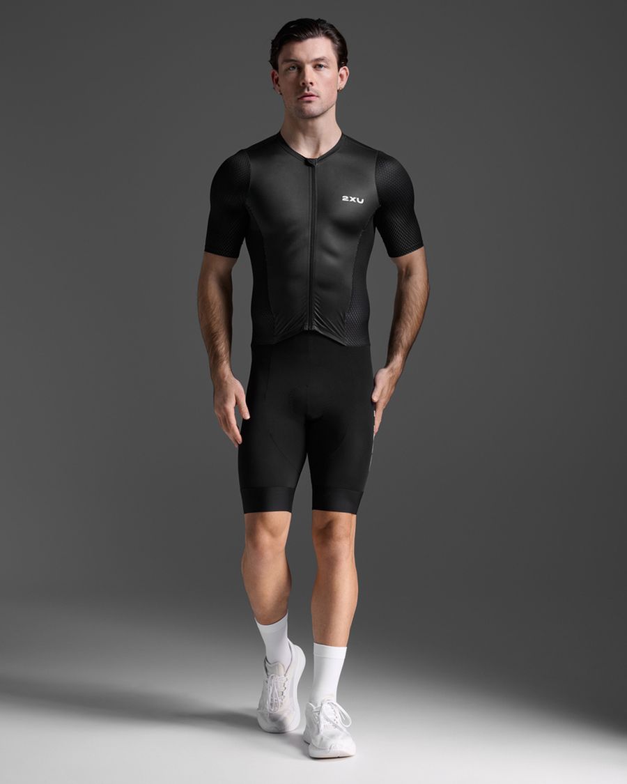 2XU トライアスロン背広 MT7394d-BLK-WHT Aero Hex Sleeved Trisuit - Blk-wht [メンズ]（大きさ：M） MT7394D-BLK-WHT-M