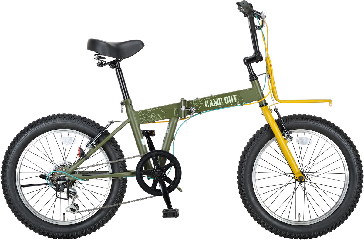 キャプテンスタッグ 折りたたみ銀輪 20in（キャンプアウトマットオリーブ） YG-1250 CAPTAIN STAG ワイルダーFDB206