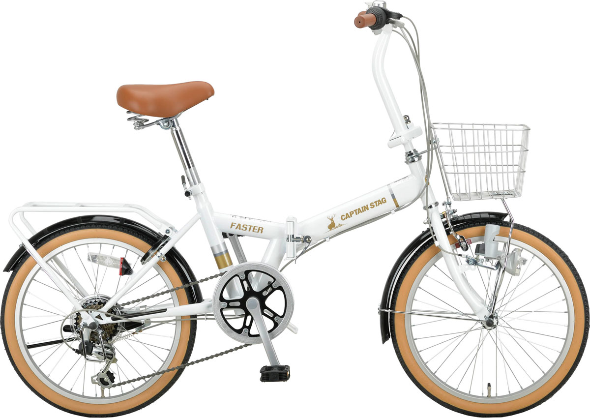キャプテンスタッグ 折りたたみ銀輪 20in（パール白いこと） YG-1436 CAPTAIN STAG ファはやりっ子FDB206