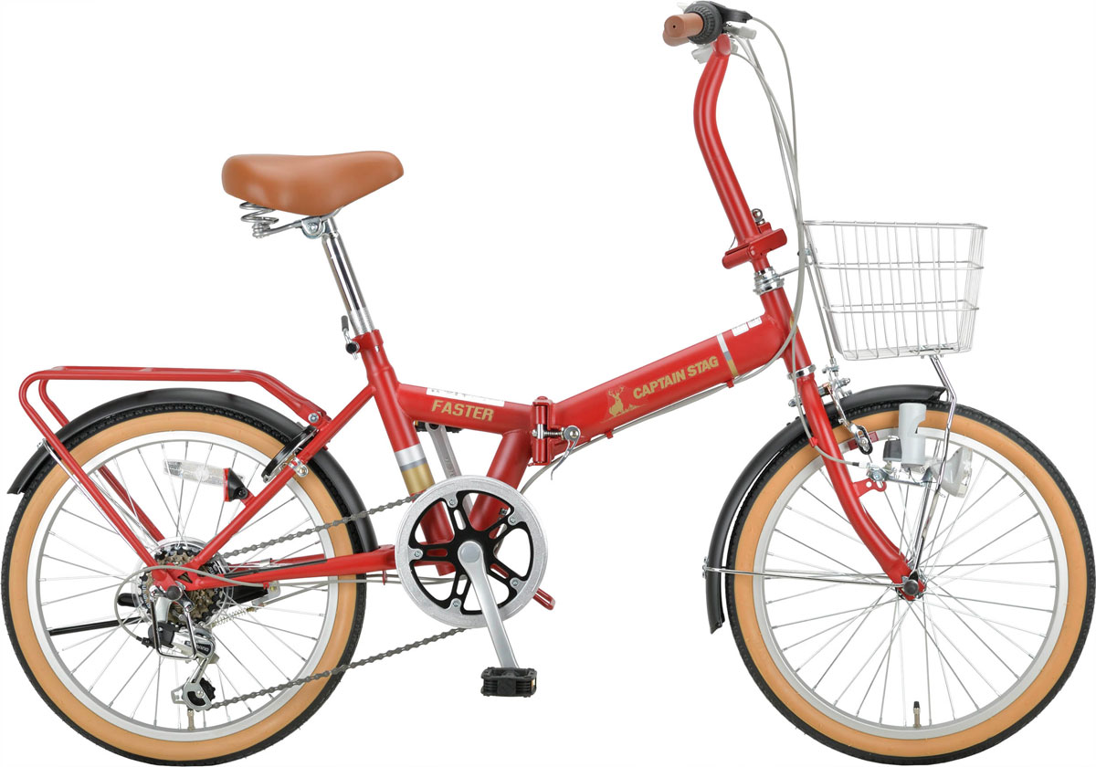 キャプテンスタッグ 折りたたみ銀輪 20in（つや消し赤いこと） YG-1437 CAPTAIN STAG ファはやりっ子FDB206