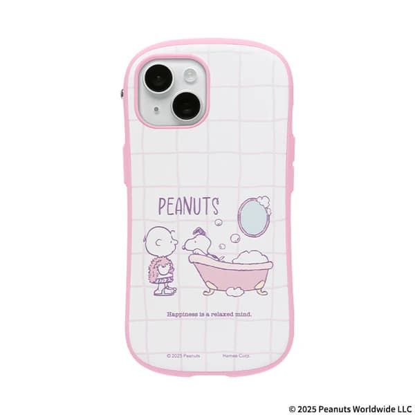Hamee iPhone15/14/13用 ハイブリットケース iFace ピーナッツ スヌーピー（サクラピンク/バスタイム） 41-990292