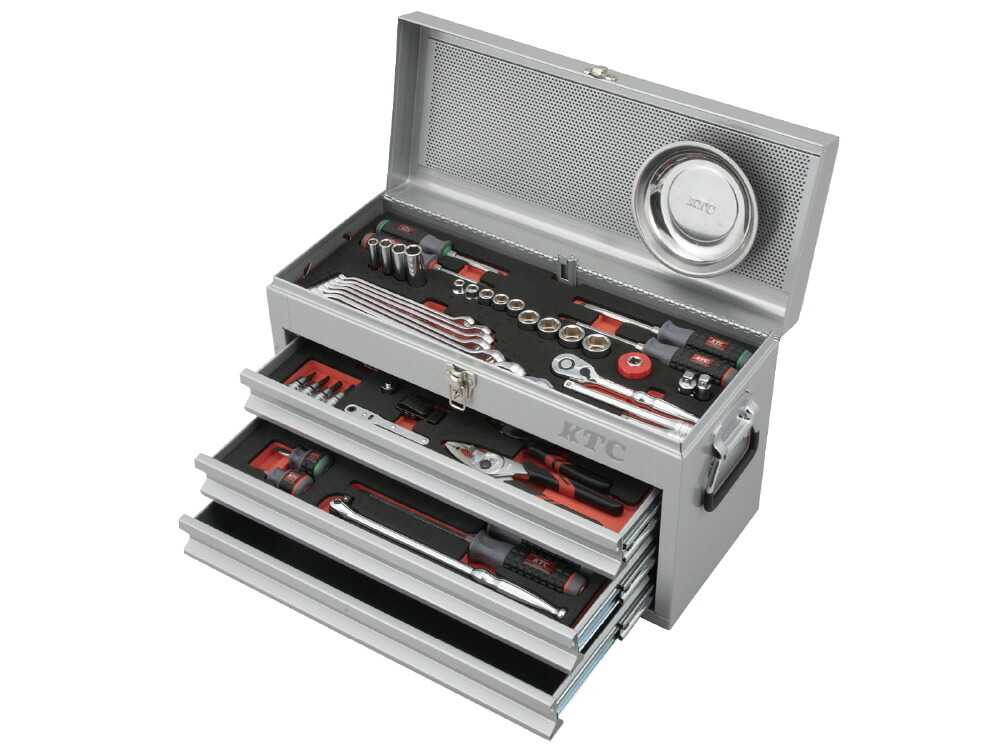 KTC(京都機械工具) 9.5sq スタンダード工具セット 66点組 シルバー SK36626XS