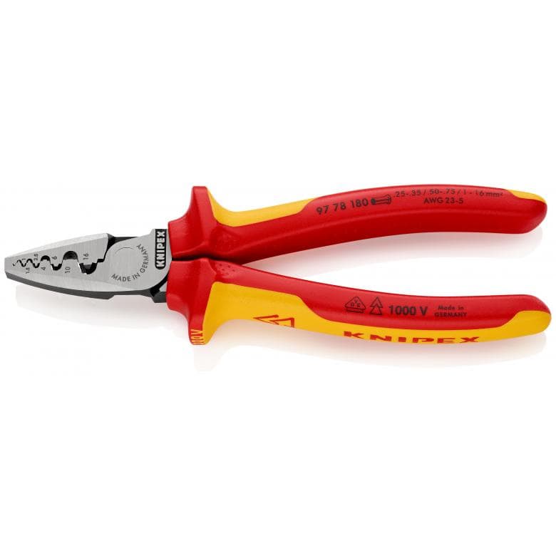 クニペックス エンドスリーブ用絶縁圧着ペンチ 97 78 180 KNIPEX