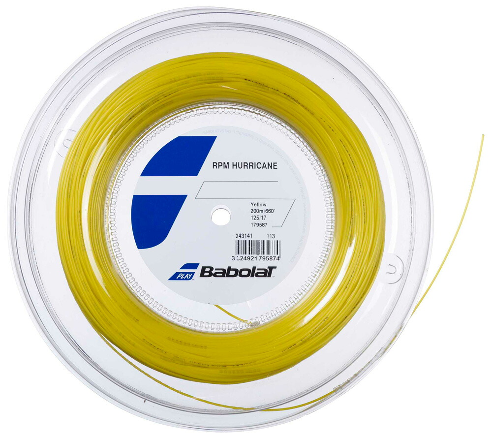 BabolaT(バボラ) 硬式庭球用より糸 RPM ハリケイン 200m（黄色・大きさ：130） 243141-113-130