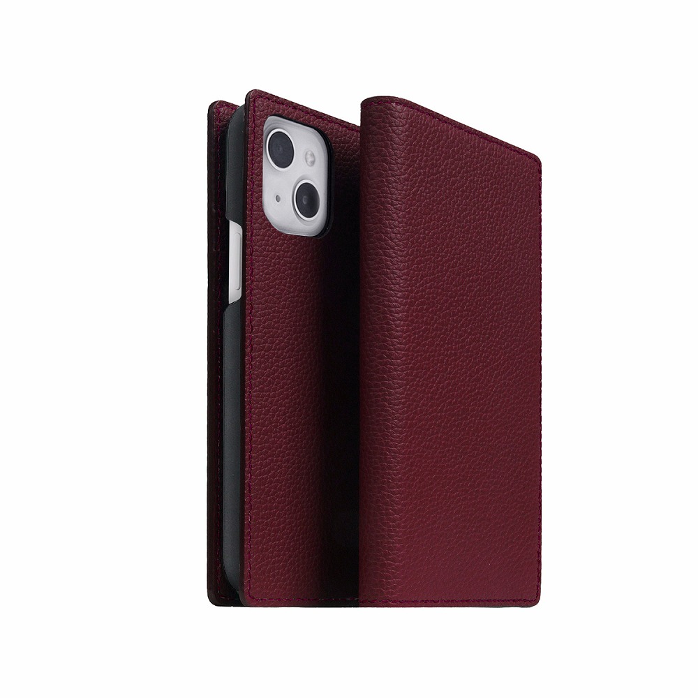 abbi iPhone 14 / 13 用 VINTAGE イタリアンレザーダイアリーケース（ぶどう酒）  ABS24050I14WN