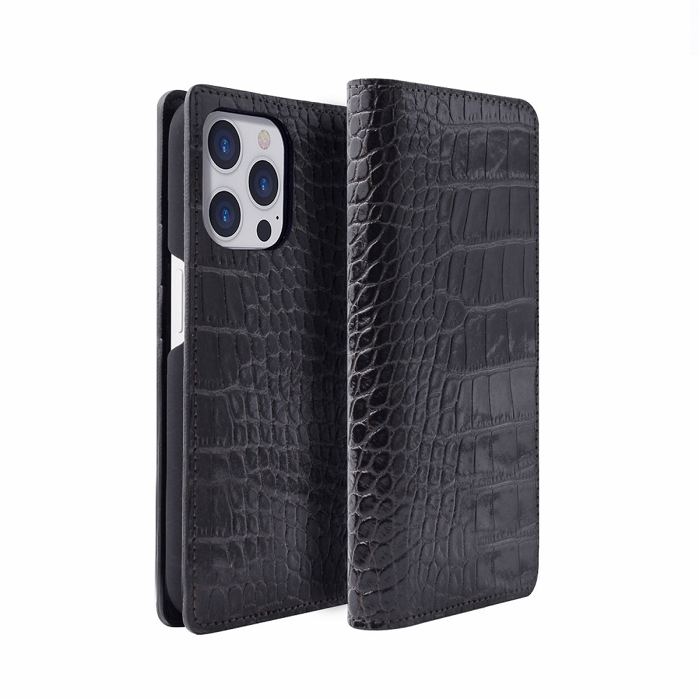 abbi iPhone 14 Pro Max用 LIPARI イタリアンレザーダイアリーケース（ブラック） ABS24090I14PMBK