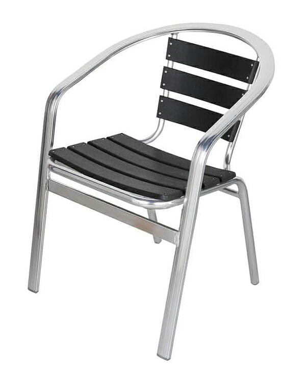 ダルトン(DULTON) アルミニウム カフェチェアー (幅55×奥行55×高さ74cm・ブラック) H845-1023BK [H8451023BK]