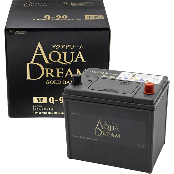 AQUA DREAM 国産車　アイドリングストップ車対応バッテリー　GOLD　BATTERY　メンテナンスフリータイプ[他商品と同時購入不可] GBQ-90 アクアドリーム ゴールド