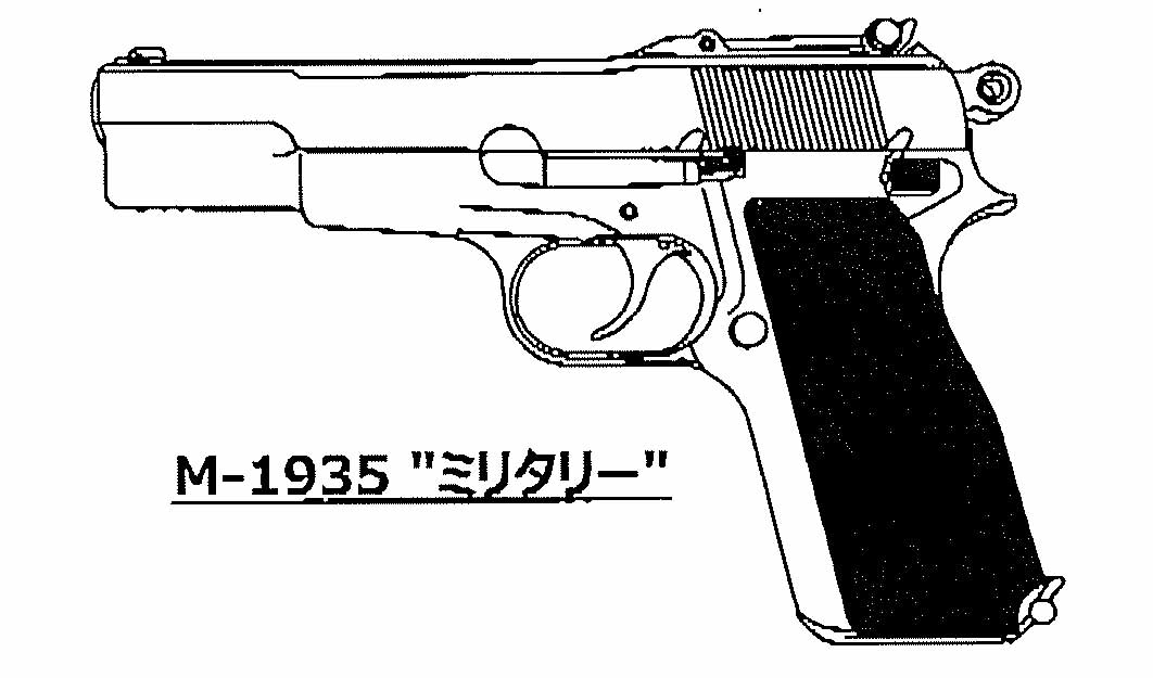 マルシン　木製グリップ マルシン工業 ハイパワー ミリタリー マットブラックABS 木製グリップ モデルガン