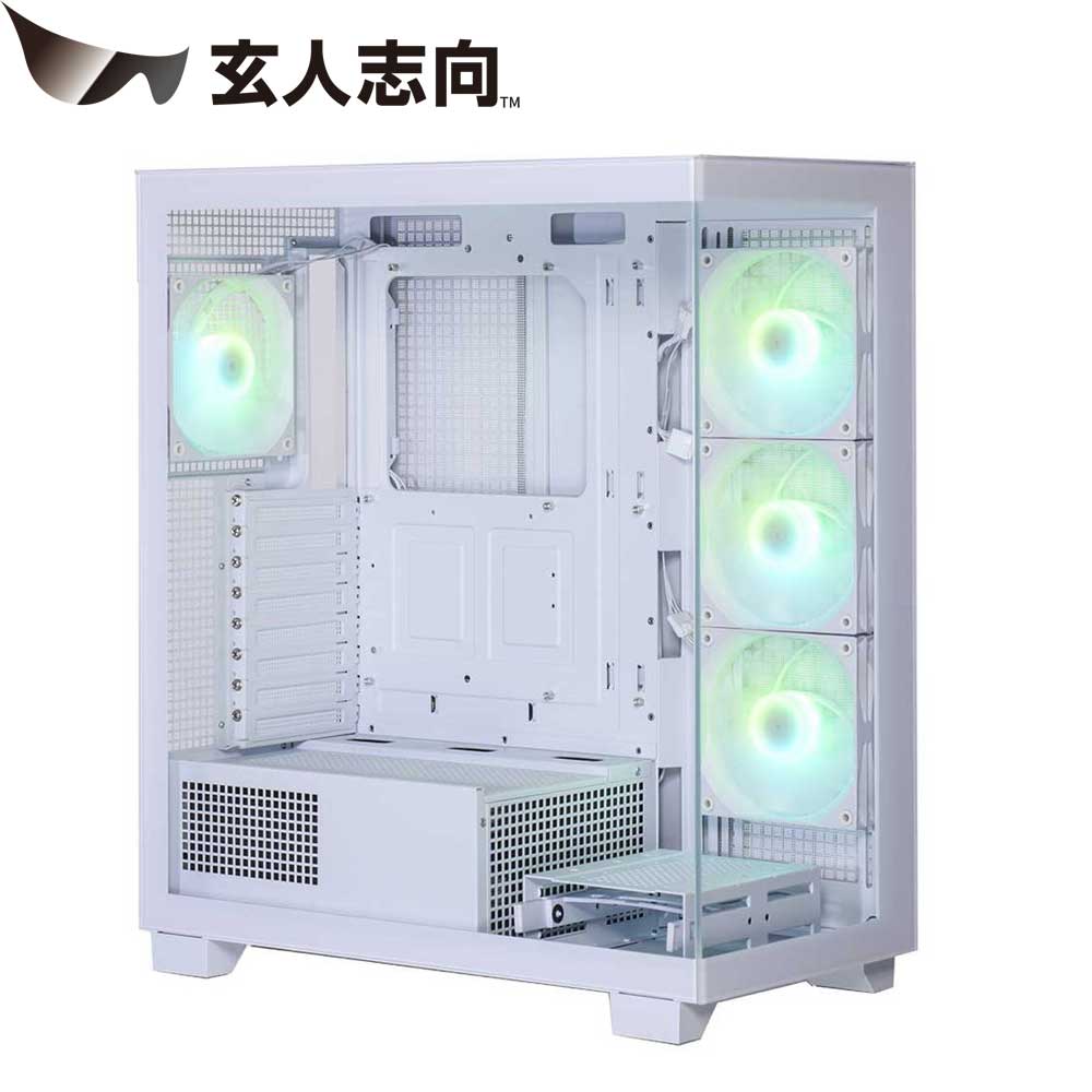玄人志向 ATX/MicroATXマザーボード対応 ガラスパネル(フロント・左サイド)採用 ARGBファン搭載 ピラーレスPCケース (ホワイト) KRC-AT01シリーズ KRC-AT01W｜Joshin web 家電とPCの大型専門店