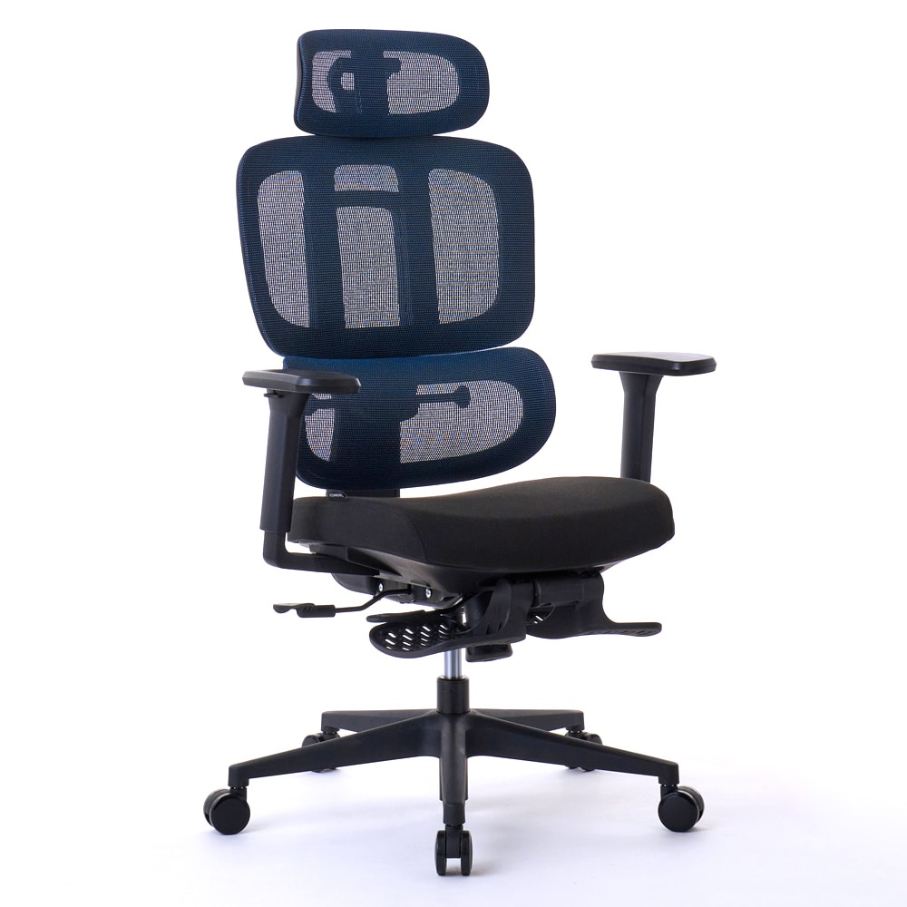 ROOMWORKS(ルームワークス) オフィスチェア M6シリーズ 多機能ファブリックメッシュワークチェア（ブルー） RM6-BL [RM6BL]