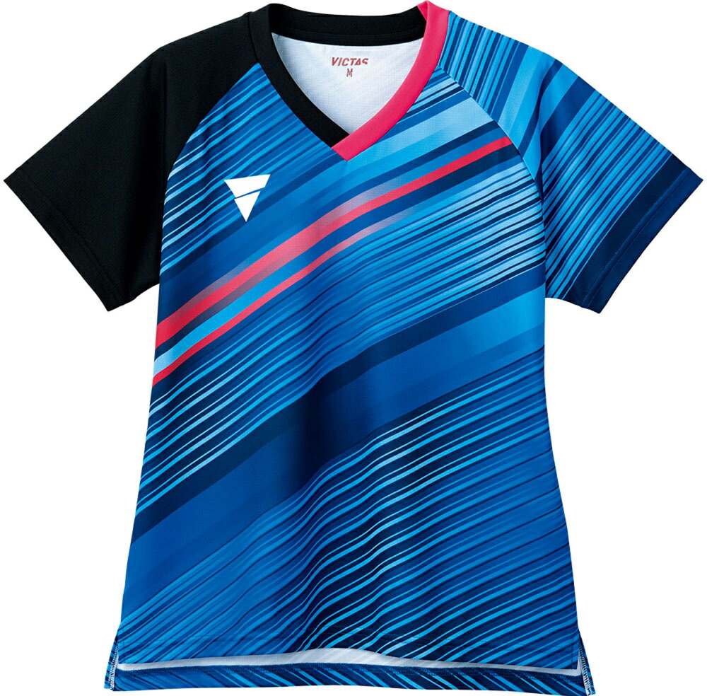 ヴィクタス レディース 卓球用ゲームシャツ（ブルー・サイズ：4XL） TSP-512103-5000-4XL VICTAS V-LGS224