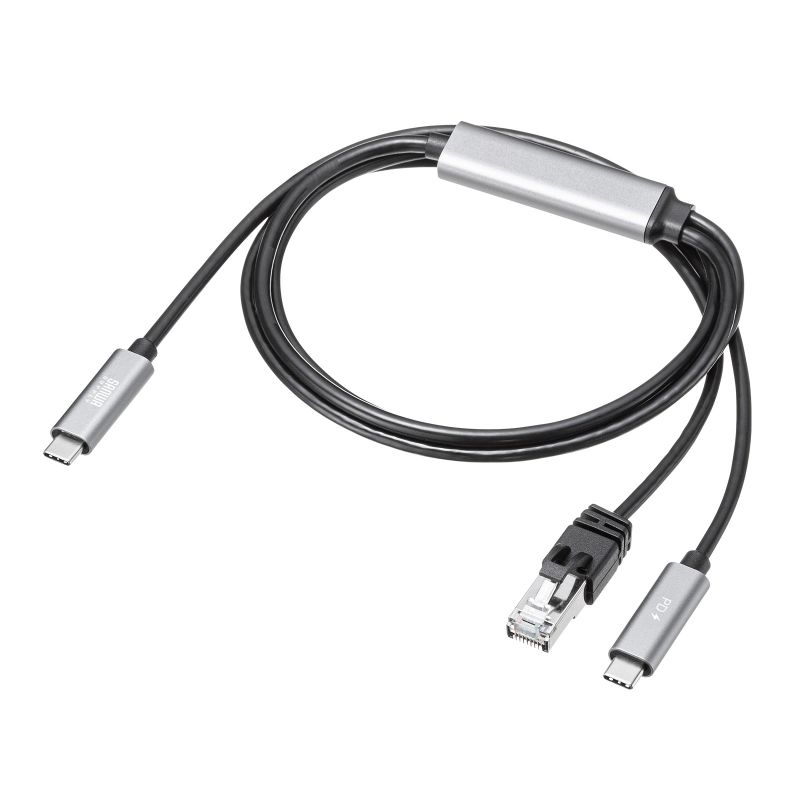 サンワサプライ 急速充電対応 USB Type-C LAN変換ケーブル（Gigabit対応・PD100W・1m・ブラック） KB-SL6CLANPD1BK