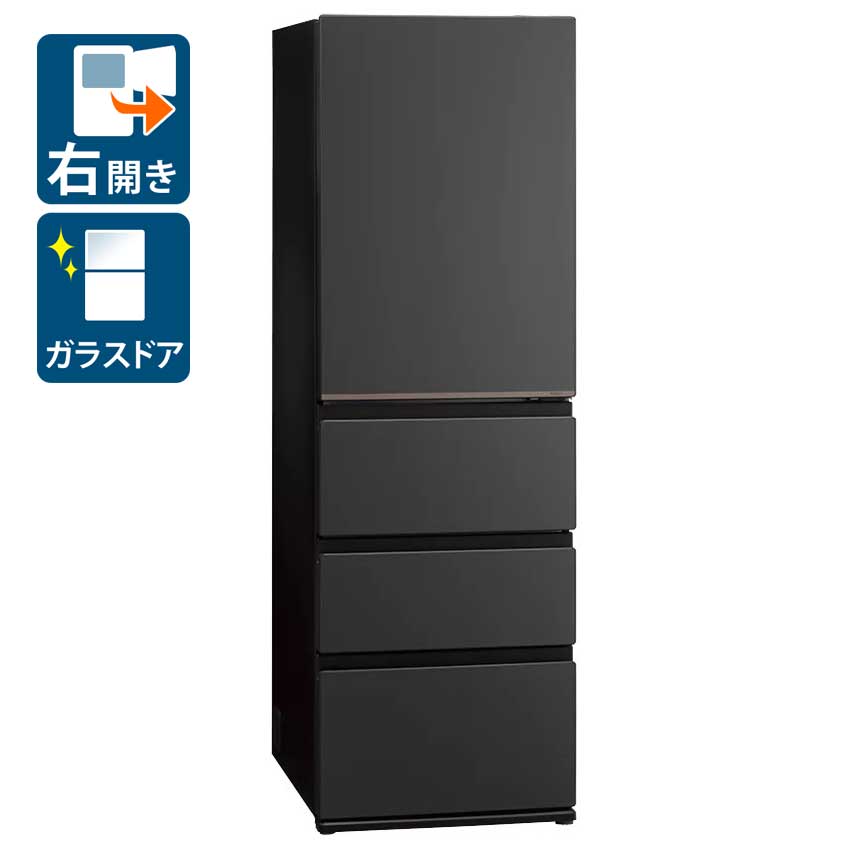 （標準設置料込_Aｴﾘｱのみ）アクア 452L 4ドア冷蔵庫（マットクリアブラック）【右開き】 AQR-VZA45A-K AQUA DELIE+ [AQRVZA45AK]