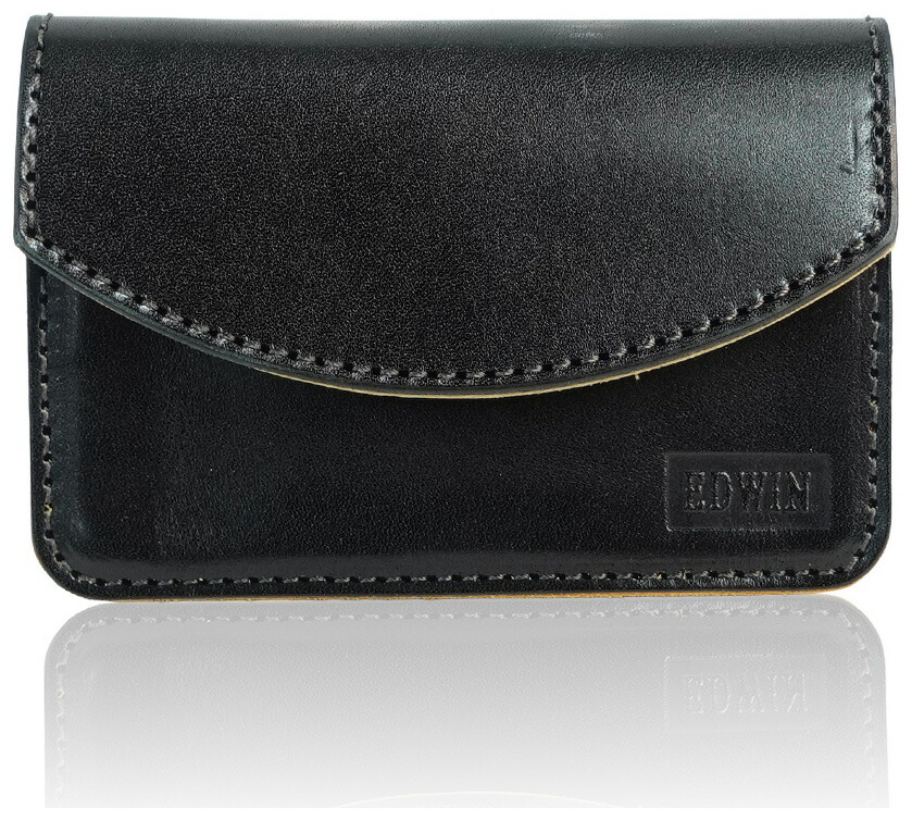EDWIN 栃木レザー 日本製 アニリン ミニ財布（ブラック） 22269331-BLK エドウィン