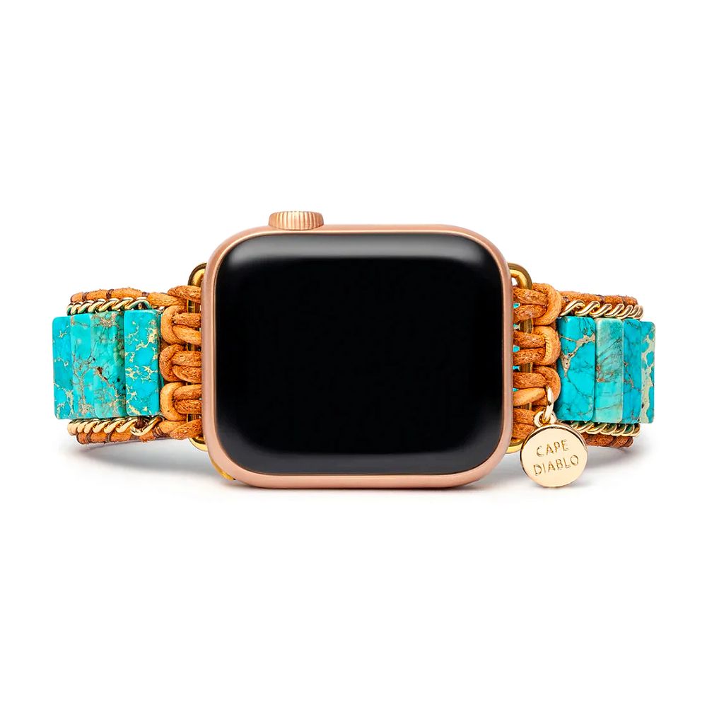cape diablo Apple Watch Ultra / SE / Series 8 / 7 / 6 / 5 / 4 / 3 / 2 / 1 [ 49mm 45mm 44mm 42mm 41mm 40mm 38mm ] ネイティブ ターコイズ for Apple Watch 38-49mm（Sサイズ） ブレスレット風 CD25122AW