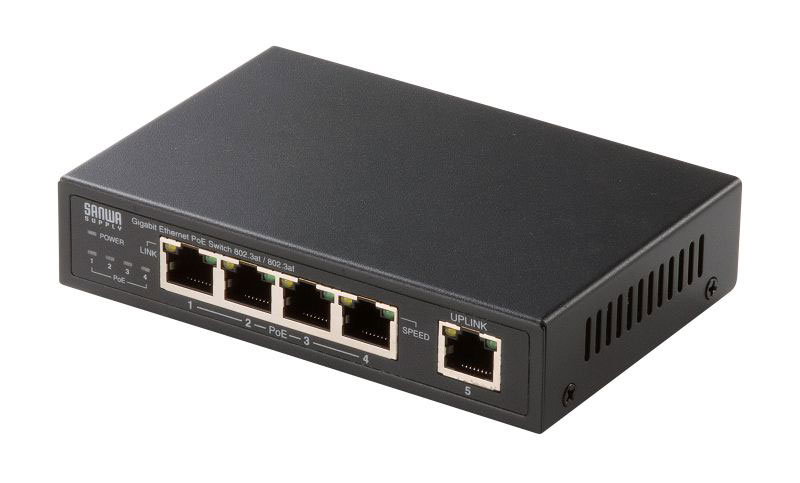 サンワサプライ ギガビット対応PoEスイッチングハブ(5ポート・マグネット付き) LAN-GIGAPOE55|Joshin web 家電とPCの大型専門店