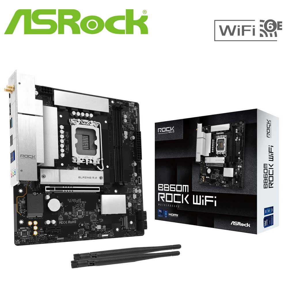 ASRock｜アスロック ASRock B860M Rock WiFi マザーボード（ブラック）  B860MROCKWIFI