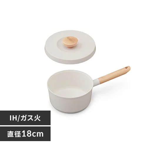 アイリスオーヤマ 【IH対応】 片手鍋　18cm　ホワイト LUO-P18ホワイト IRIS OHYAMA　LUONTO（ルオント）　無加水鍋　無水鍋 [LUOP18ホワイト]