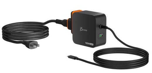 ジェイファイブクリエイト USB-C×2ポート 軽量急速充電器 差込口2way切換え可能 GaN 102W Nano Super Charger AC j5create JUP25100P