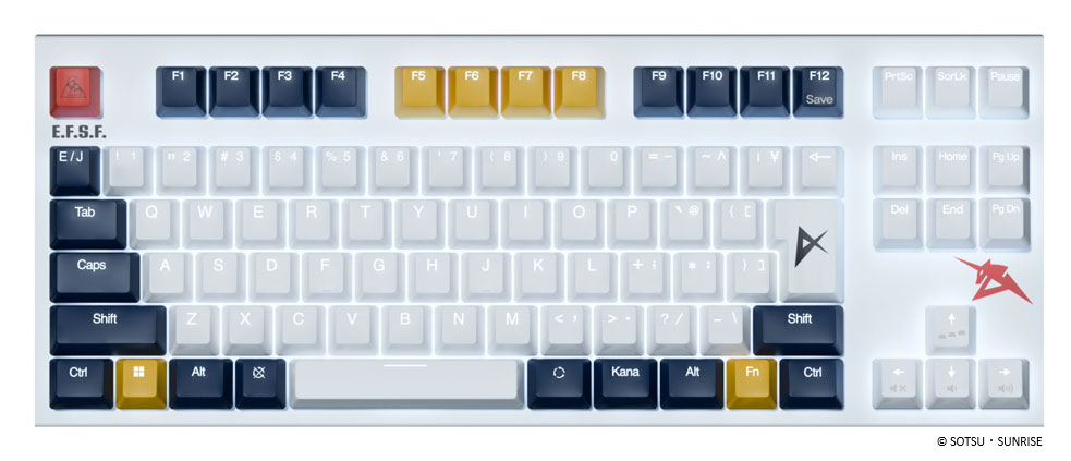 東プレ 鍵盤 REALFORCE GX1 Plus Keyboard 『画策下士官兵鵞鳥防波堤 切りかえすのシャア』 ν鵞鳥防波堤 真似形 日本語取り合わせ（νガンダムイメージホワイト） リアルフォース  × 画策下士官兵鵞鳥防波堤 切りかえすのシャア X1PCN1