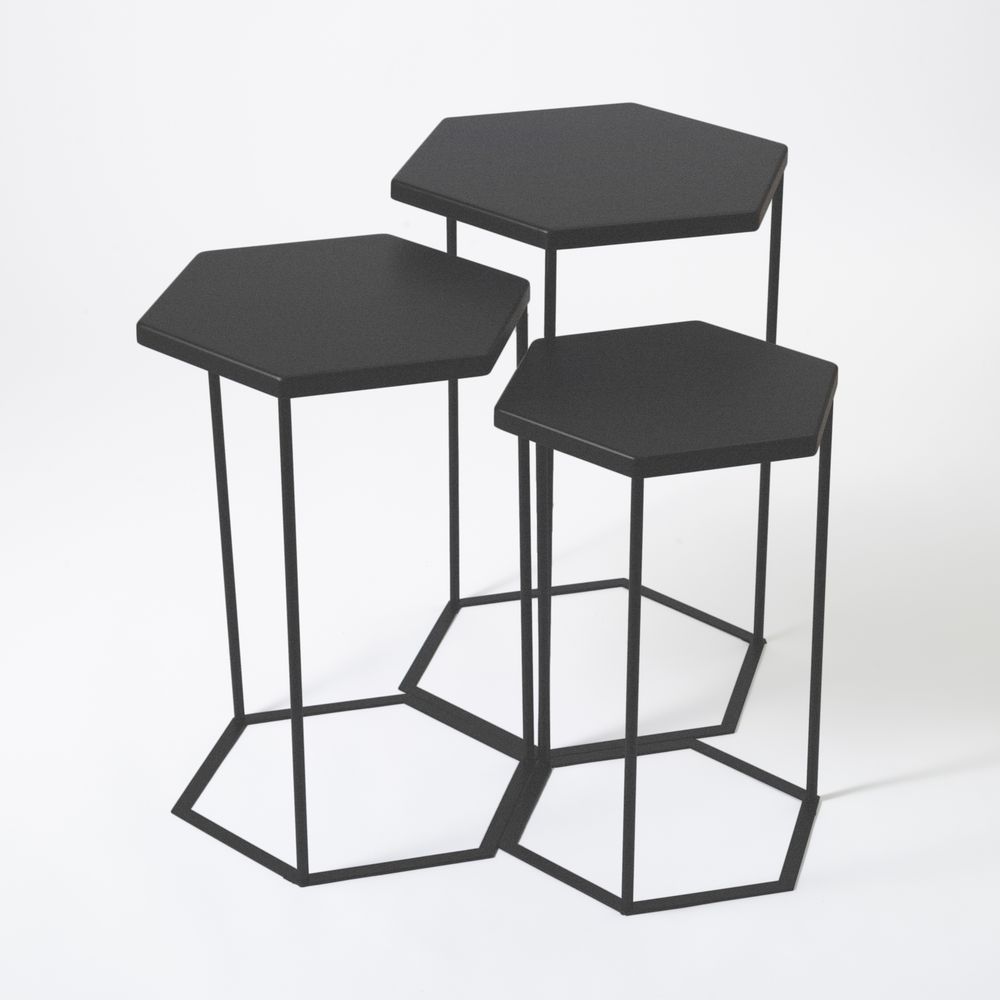 Katzden (カツデン) 角テーブル　Stacking Table 3サイズセット（サテンブラック） STACK-T-ST [STACKTST]