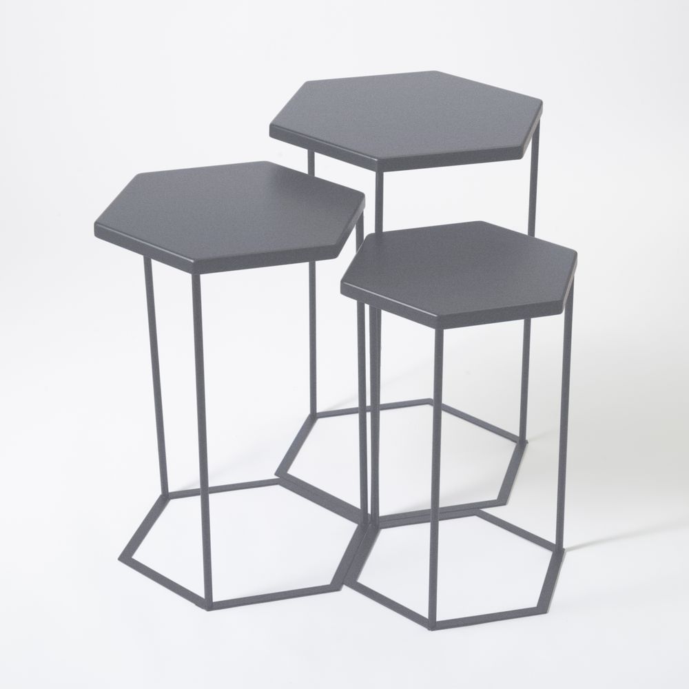 Katzden (カツデン) 角テーブル　Stacking Table 3サイズセット（サテンダークグレー） STACK-T-SG [STACKTSG]