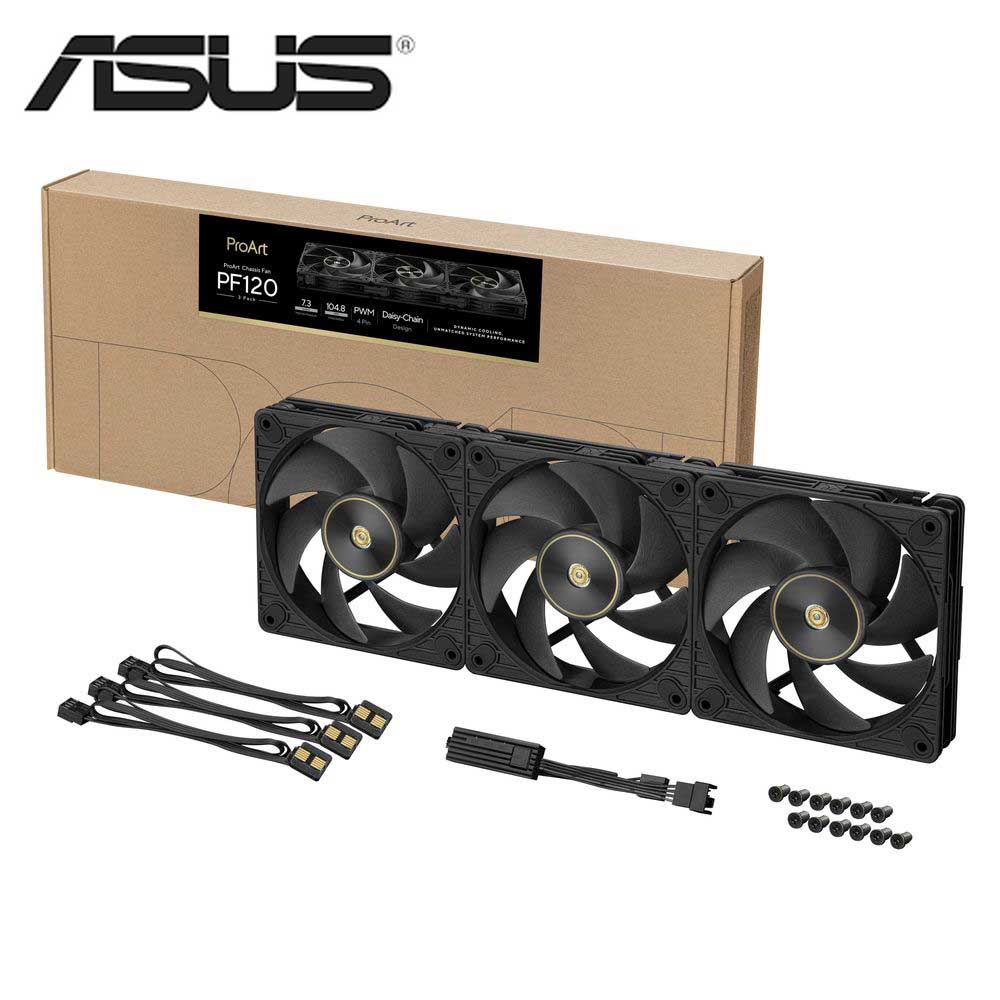 ASUS｜エイスース ProArt PF120 PWM 続きもの 28粍ひな形 120粍 静音 マイコン入れもの気違い 3個容器に並べる（黒いこと）  PROART PF120 FAN PWM BLACK 3IN1