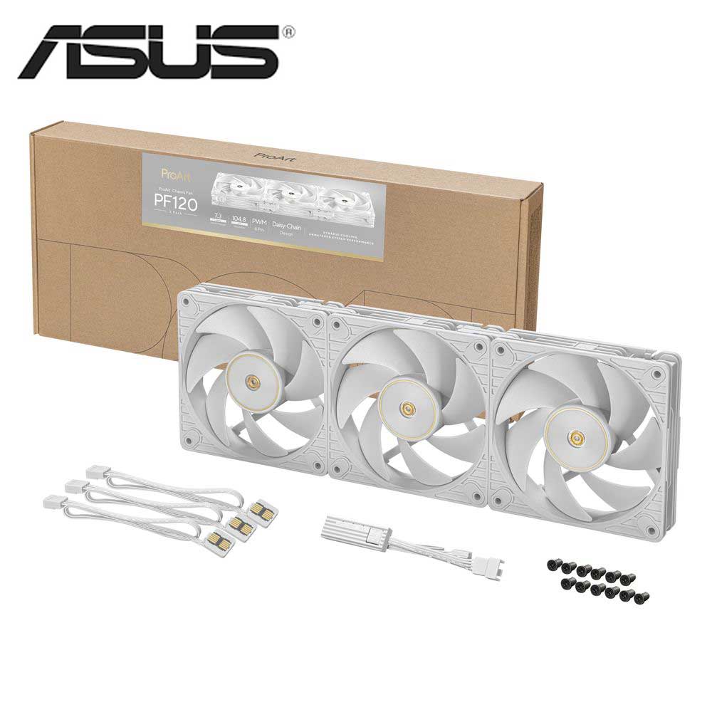 ASUS｜エイスース ProArt PF120 PWM 続きもの 28粍ひな形 120粍 静音 マイコン入れもの気違い 3個容器に並べる（白いこと）  PROART PF120 FAN PWM WHITE 3IN1