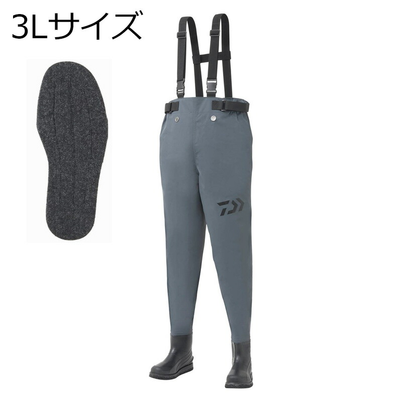 ダイワ PW-3208 パワーウェーダー 3Lサイズ27.0～28.0cm フェルトソール(グレー) PW-32083Lサイズ DAIWA ウエストハイウェーダー