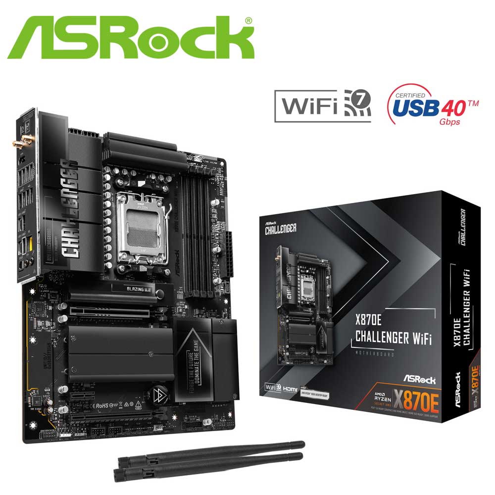 ASRock｜アスロック ASRock X870E Challenger 無線LAN 母ちゃんゲーム盤（黒いこと）  X870ECHALLENGERWIFI