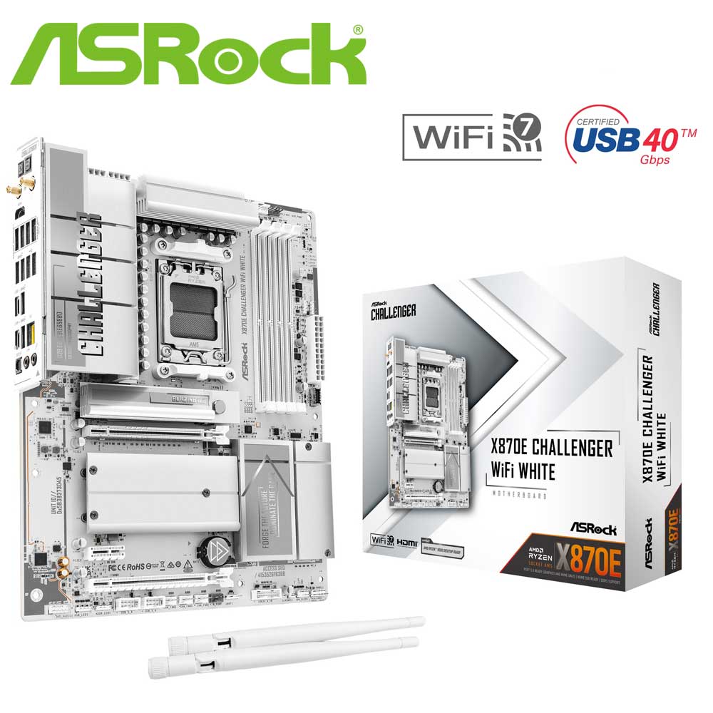ASRock｜アスロック ASRock X870E Challenger 無線LAN 母ちゃんゲーム盤（白いこと）  X870ECHALLENGERWIFIW