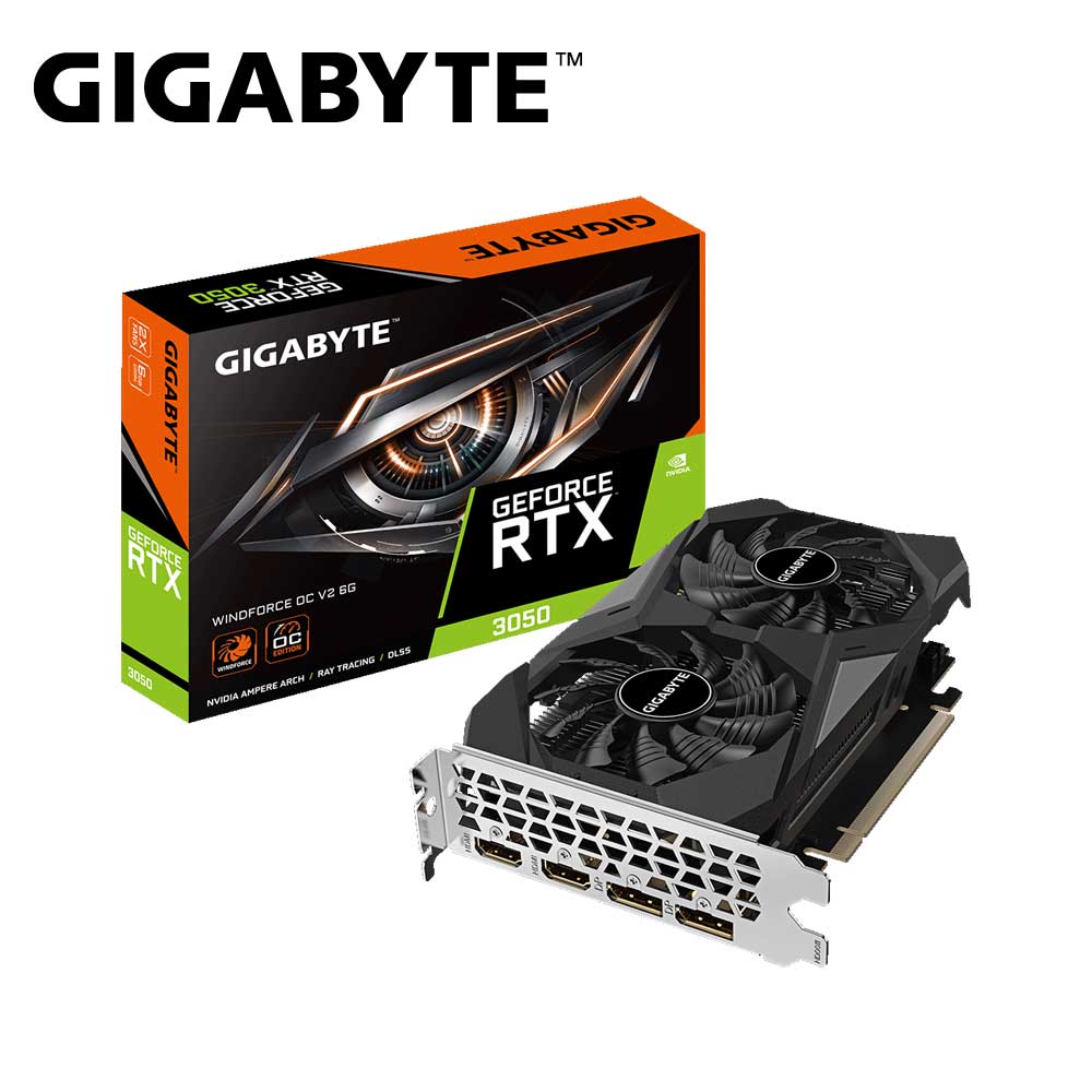 GIGABYTE｜ギガ働き口 GIGABYTE NVIDIA GeForce RTX 3050 デュアル気違い積み上げる 厚地の外套時辰儀 グラフィックゲーム盤  GV-N3050WF2OCV2-6GD