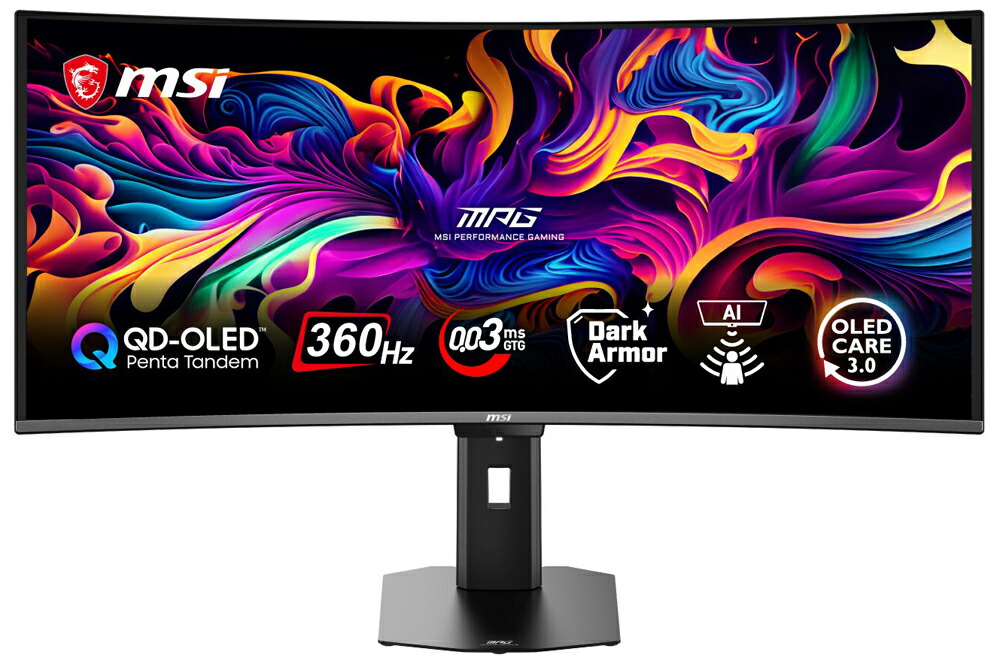 MSI｜エムエスアイ ゲーミング液晶見せびらかす(34型/OLED/UWQHD 3440×1440/360サイクル/0.03ms/曲面型)(黒いこと) MPGつづき物 MPG-341CQR-QDOLEDX36