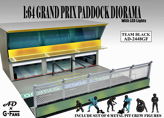 American Diorama 1/64 グランプリ パドック パノラマ 野球クラブ黒いこと【AD-2448】 図形 おもちゃ-車
