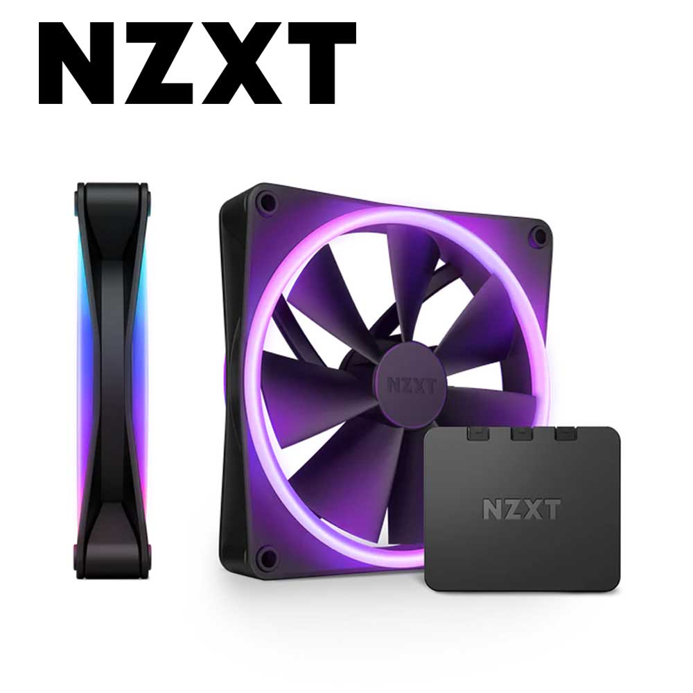 NZXT 140mm 両面RGBファン 2個＆RGB照明コントローラーセットモデル ブラック RF-D14DF-B1