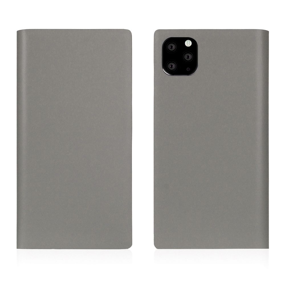 SLG Design iPhone 11 Pro Max用 手帳型ケース Calf Skin Leather Diary（グレー）  SD17963I65R