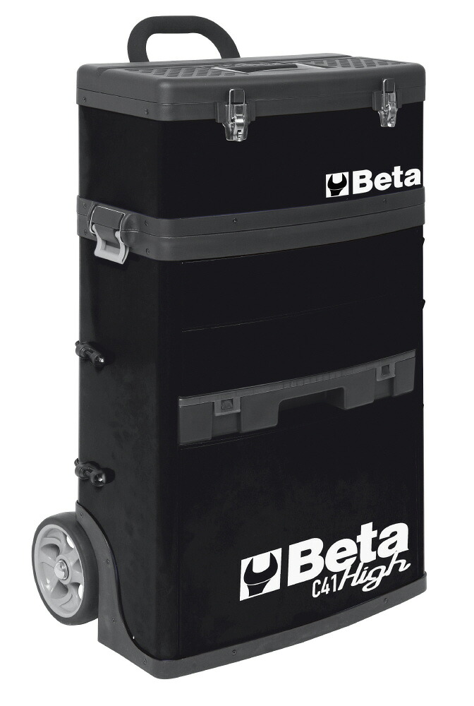 Beta 移動式3段ツールトロリー 上段ツールチェスト着脱可能 ブラック C41H-N|Joshin web 家電とPCの大型専門店