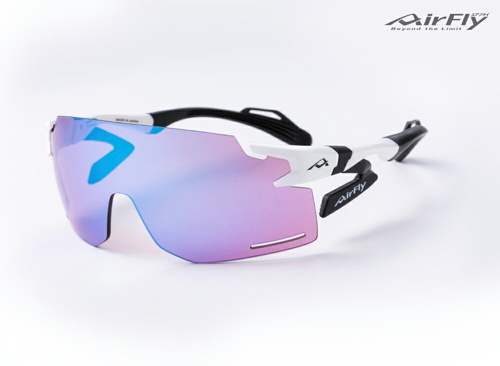 AirFly(大気圏飛球) ユニセックスモデル 黒眼鏡 AF-301 C-2BK(フレームカラー・ホワイトマット/レンズカラー・ブルーピンクミラー) AF-301C-2BK