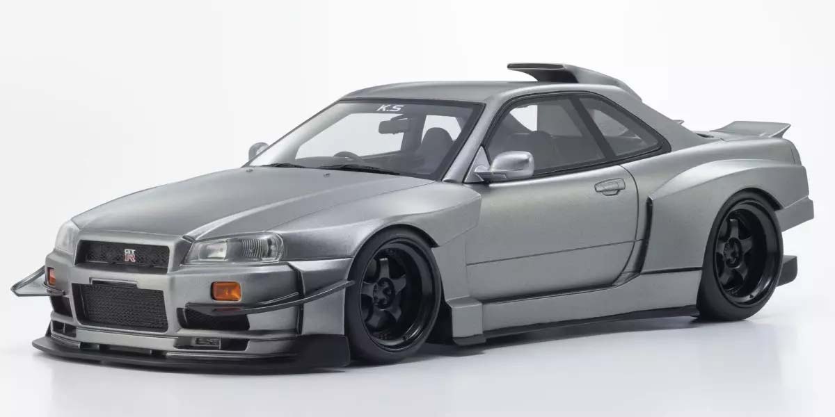 京商 1/18 日産 地上地平 GT-R (R34) Khyzyl Saleem (引っ敷き薄墨色)【KSR18068MG】 ミニカー